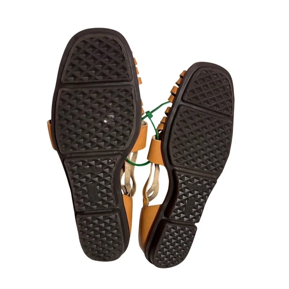Aerosoles Tan Leather Huarache Woven Sandals Flats Buckle Women US 10 EU 8